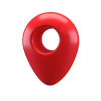 3d Symbol realistisch Stil rot glänzend Ort Karte Stift Geographisches Positionierungs System Zeiger Marker Illustration zum Ziel. geo Etikett isoliert transparent png Hintergrund