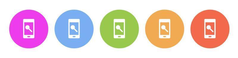 Multi colored icon phone search. Button banner round badge interface for application illustration on white background vector