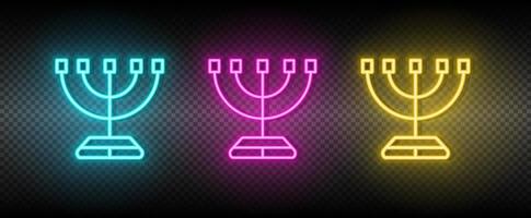 Menorah symbol neon vector icon