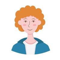 garabatear plano clipart. sencillo retrato, avatar de un joven hombre. todas objetos son repintado vector