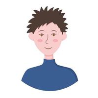 Doodle Flat Clipart. Simple portrait, avatar of a young man. All Objects Are Repainted. vector