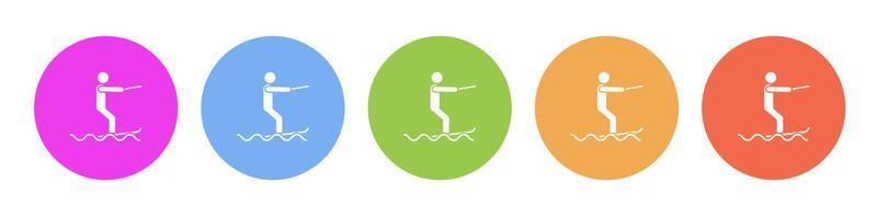 Multi colored flat icons on round backgrounds. Surf sea multicolor circle vector icon on white background