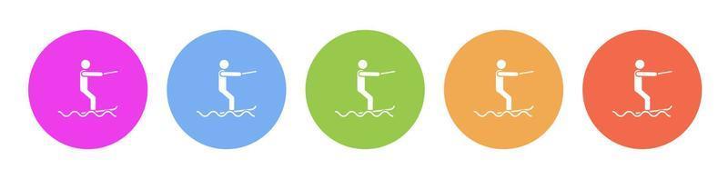 Multi colored flat icons on round backgrounds. Surf sea multicolor circle vector icon on white background