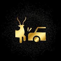 Accident, animal, car, collision, deer gold, icon. Vector illustration of golden particle background Vector gold background