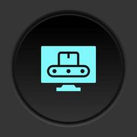 Dark button icon Mass production computer. Button banner round badge interface for application illustration on darken background vector