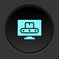 Dark button icon Mass production computer. Button banner round badge interface for application illustration on darken background vector