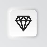 Rectangle button icon Diamond. Button banner Rectangle badge interface for application illustration on neomorphic style on white background vector