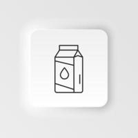 Neumorphic style food and drink vector icon. Dairy vector icon in linear, outline icon isolated on neumorphism white background