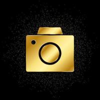 Old digital camera gold, icon. Vector illustration of golden particle on gold vector background