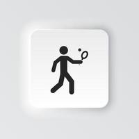 Rectangle button icon Tennis man. Button banner Rectangle badge interface for application illustration on neomorphic style on white background vector