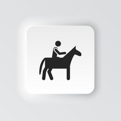 Rectangle button icon Horse man. Button banner Rectangle badge interface for application illustration on neomorphic style on white background
