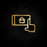 Mobile, home gold icon. Vector illustration of golden particle background. Real estate concept vector illustration .