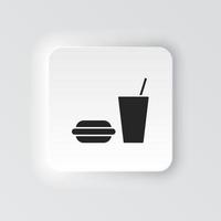 rectángulo botón icono goma hamburguesa beber. botón bandera rectángulo Insignia interfaz para solicitud ilustración en neomórfico estilo en blanco antecedentes vector