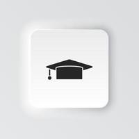 Rectangle button icon Graduation cap. Button banner Rectangle badge interface for application illustration on neomorphic style on white background vector