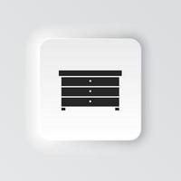 Rectangle button icon Cupboard. Button banner Rectangle badge interface for application illustration on neomorphic style on white background vector