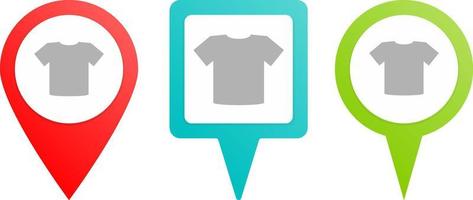 Shirt pin icon. Multicolor pin vector icon, diferent type map and navigation point.