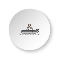 Round button for web icon, Rafting, man. Button banner round, badge interface for application illustration on white background vector