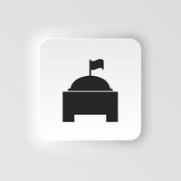 Rectangle button icon Monumental building. Button banner Rectangle badge interface for application illustration on neomorphic style on white background vector