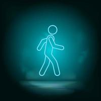 Man, walking blue neon vector icon. Simple element illustration from map and navigation concept. Man, walking blue neon vector icon. Real estate concept vector illustration. on white background