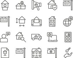 arm, key, home set vector icons. Real estate icon set. Simple Set of Real Estate Related Vector Line Icons. Contains such Icons as Map, Plan, Bedrooms on white background