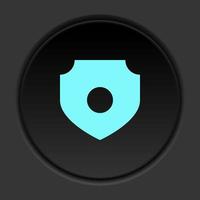 Round button icon, antivirus, security. Button banner round, badge interface for application illustration on dark background vector