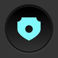 Round button icon, antivirus, security. Button banner round, badge interface for application illustration on dark background vector