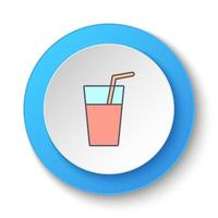 Round button for web icon, cocktail, drink. Button banner round, badge interface for application illustration on white background vector