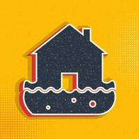 Fire, home, house, insurance, flood water pop art, retro icon. Vector illustration of pop art style on retro background