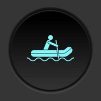 Round button icon Rafting man. Button banner round badge interface for application illustration on dark background vector