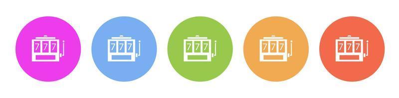 Multi colored flat icons on round backgrounds. Gaming machine multicolor circle vector icon on white background