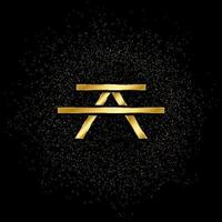 Bench gold, icon. Vector illustration of golden particle on gold vector background