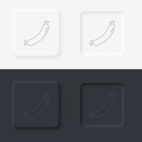 Neumorphic style black and white set food and drink vector icon. sausage icon in line style isolated icon set