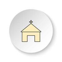 Round button for web icon, Church. Button banner round, badge interface for application illustration on white background vector