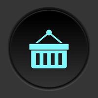 Round button icon Basket. Button banner round badge interface for application illustration on dark background vector