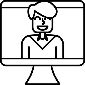 Online education. Icon in Outline Style From the Set Icons of Coworking and Workplace or Workspace. Custom Vector Pictogram Editable Stroke