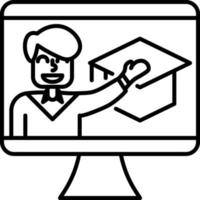 Online education. Icon in Outline Style From the Set Icons of Coworking and Workplace or Workspace. Custom Vector Pictogram Editable Stroke