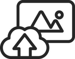 Photo, cloud, upload vector icon. Multimedia minimalist outline vector icon. on white background