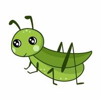 Grasshopper. Cartoon character. Sticker. Vector doodle illustration.