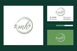 Initial MH Feminine logo collections and business card template Premium Vector