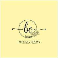 Initial BO feminine logo collections template. handwriting logo of initial signature, wedding, fashion, jewerly, boutique, floral and botanical with creative template for any company or business. vector