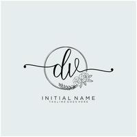 Initial DV feminine logo collections template. handwriting logo of initial signature, wedding, fashion, jewerly, boutique, floral and botanical with creative template for any company or business. vector