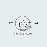 Initial ER feminine logo collections template. handwriting logo of initial signature, wedding, fashion, jewerly, boutique, floral and botanical with creative template for any company or business. vector