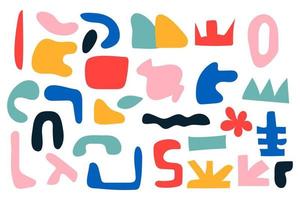 Collection of hand drawn flat abstract shapes. Irregular shape. vector