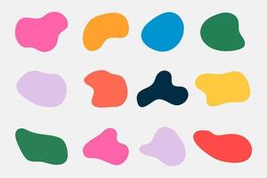 Vector set of colorful abstract shape stickers. Irregular shape.