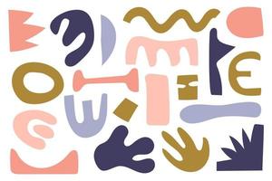 Vector set of colorful abstract shape stickers. Irregular shape.