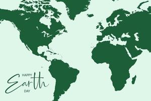 Happy Earth Day poster or banner with world map illustration. Vector illustration.