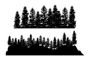 Tree silhouette background with tall and small trees. Forest silhouette illustration. vector