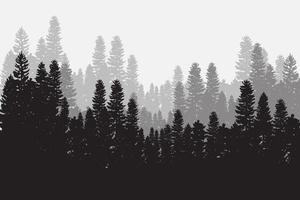 Tree silhouette background with tall and small trees. Forest silhouette illustration. vector