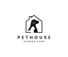 Dog cat pet house home icon vector logo design template