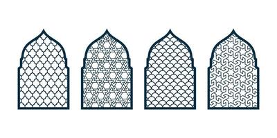 Set of ornamental doors or windows vector. CNC pattern, Laser cutting vector